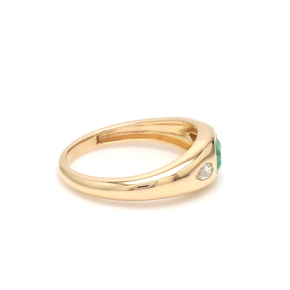 Emerald Octagon & Diamond Chunky Ring