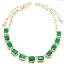 Emerald Octagon Bezel Set Link Necklace
