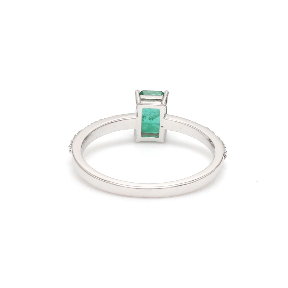 Emerald Octagon Solitaire Diamond Ring