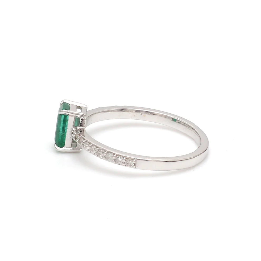 Emerald Octagon Solitaire Diamond Ring