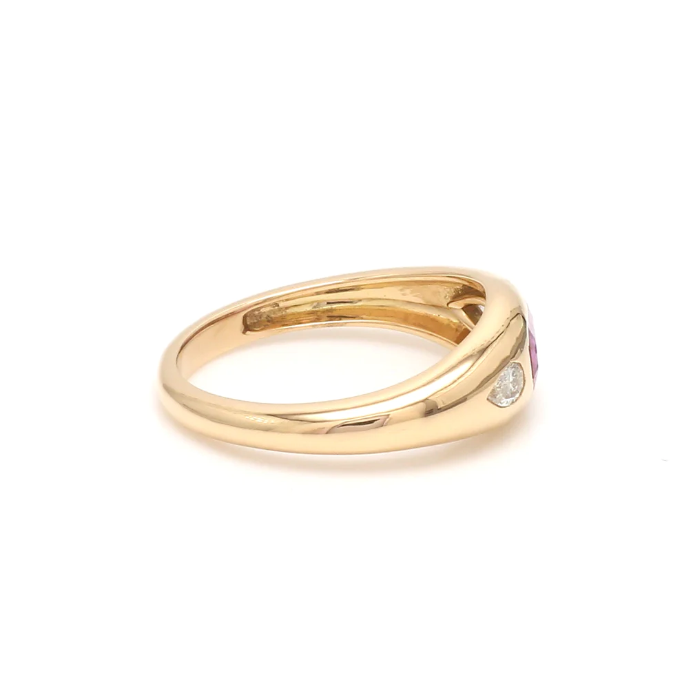 Pink Sapphire Octagon Diamond Chunky Ring