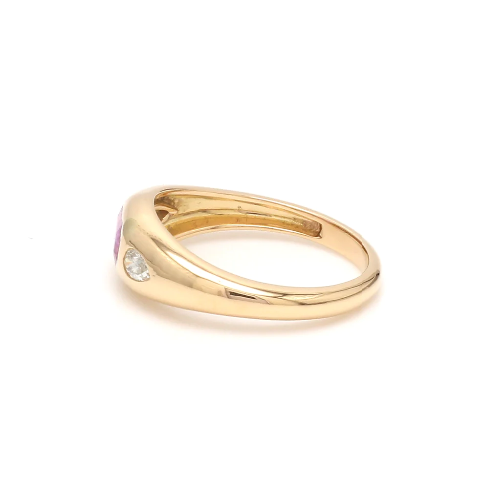 Pink Sapphire Octagon Diamond Chunky Ring