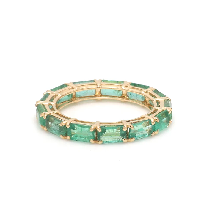 Emerald Octagon East West Ring (Thin)
