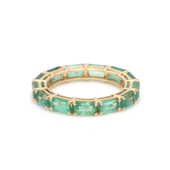Emerald Octagon East West Ring (Thin)