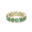 Emerald and Diamond Octagon Diagonal Ring