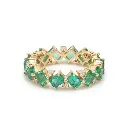 Emerald and Diamond Octagon Diagonal Ring