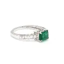 Emerald Diamond Octagon Prong Set East West Ring