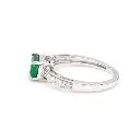 Emerald Diamond Octagon Prong Set East West Ring