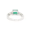 Emerald Diamond Octagon Prong Set East West Ring