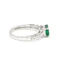 Emerald Diamond Octagon Prong Set East West Ring