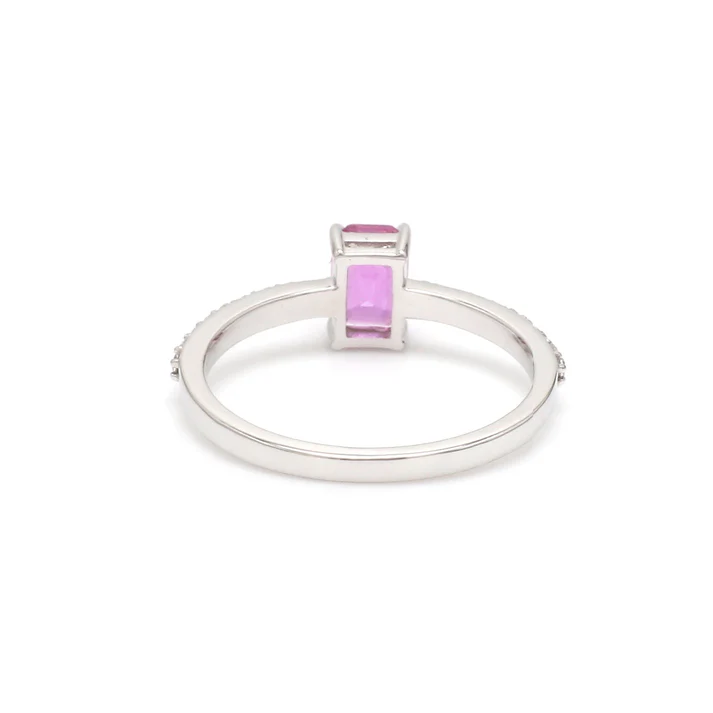 Pink Sapphire Octagon Diamond Ring