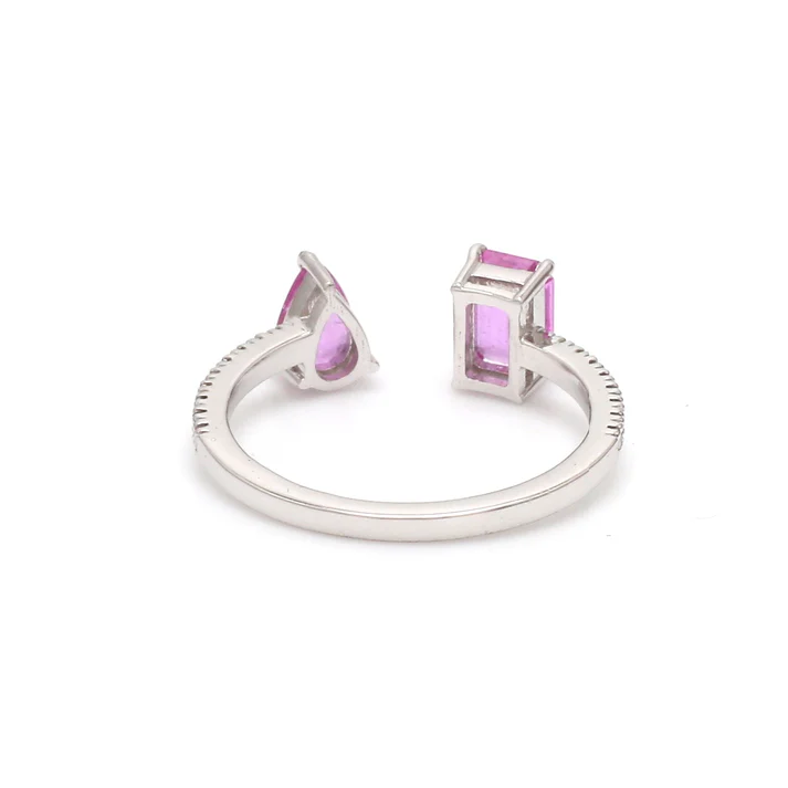 Pink Sapphire Octagon and Pear Open Ring