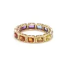 Rainbow Sapphire Octagon Bezel Ring