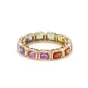 Rainbow Sapphire Octagon Bezel Ring