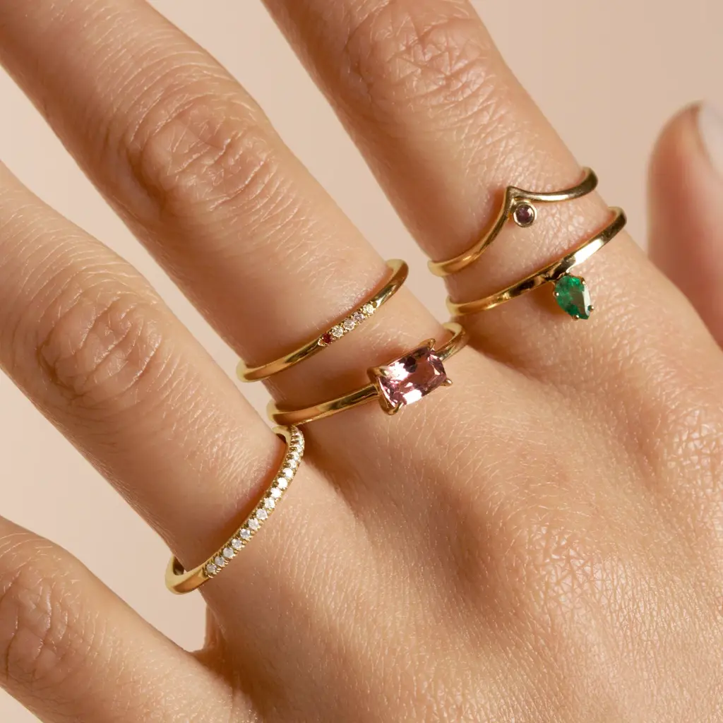 Octagon Cut Pink Tourmaline Ring