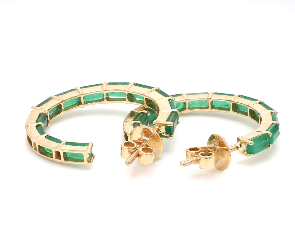 Emerald Octagon Small Hoops