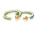 Emerald Octagon Small Hoops