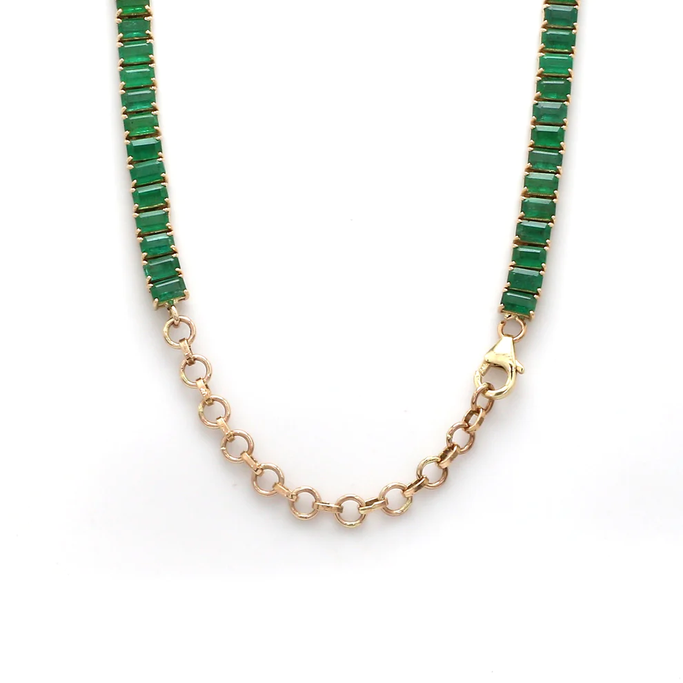 Emerald Octagon Prong set Tennis Necklace