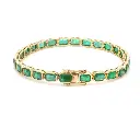 Emerald East West Octagon Bezel Set Bracelet