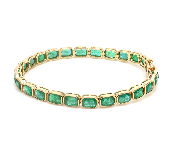 Emerald East West Octagon Bezel Set Bracelet