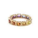 Rainbow Sapphire Octagon Bezel Ring