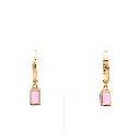 Pink Sapphire Octagon Mini Huggies Earrings