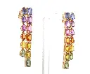 Rainbow Sapphire Octagon and Pear Ombre Earrings