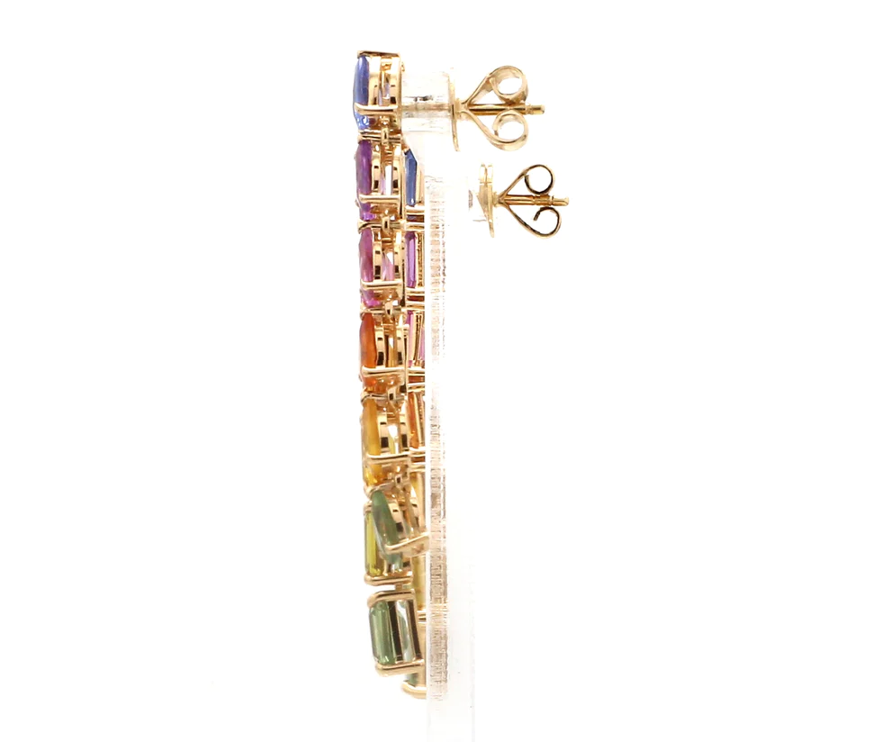 Rainbow Sapphire Octagon and Pear Ombre Earrings