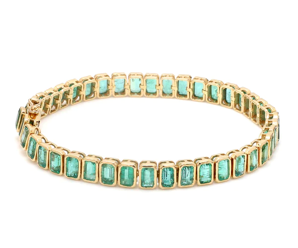 Emerald Octagon Bezel Set Tennis Bracelet