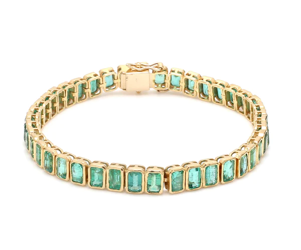 Emerald Octagon Bezel Set Tennis Bracelet