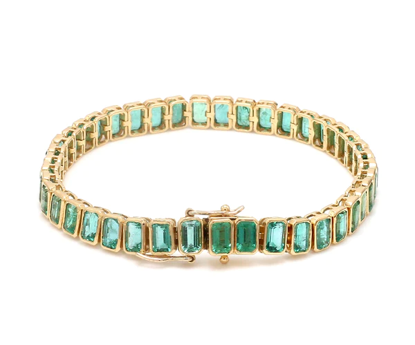 Emerald Octagon Bezel Set Tennis Bracelet