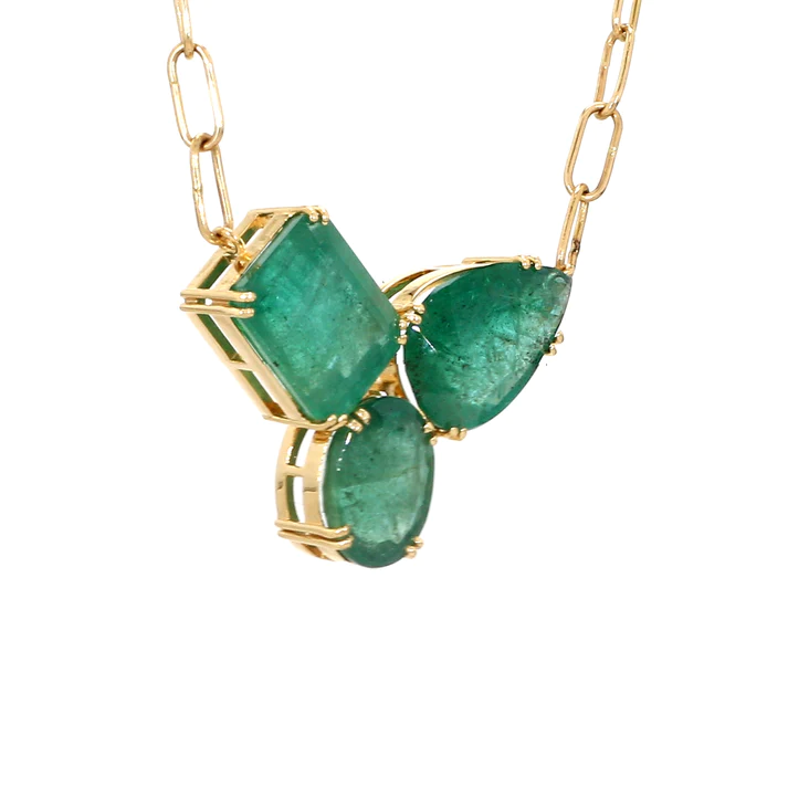 Emerald Octagon Oval Pear Necklace