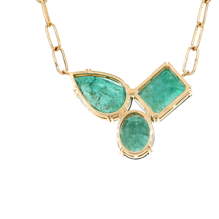 Emerald Octagon Oval Pear Necklace