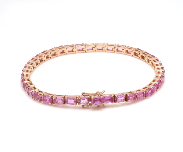 Pink Sapphire Octagon East West Bracelet