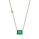 Emerald Octagon Solitaire & Diamond Necklace