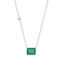 Emerald Octagon Solitaire & Diamond Necklace