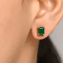 Emerald Octagon Studs
