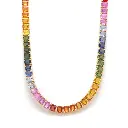 Rainbow Sapphire Octagon Tennis Necklace (Big)