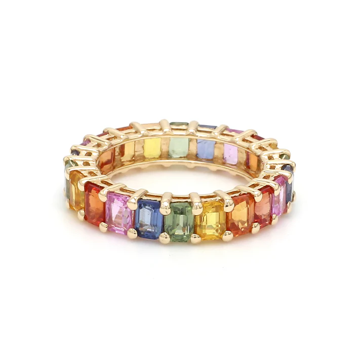 Colorful Sapphire Octagon Ring 