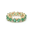 Emerald & Diamond Octagon Diagonal Ring