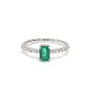 Emerald Octagon Solitaire Diamond Ring