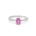 Pink Sapphire & Diamond Octagon Solitaire Ring