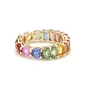 Rainbow Sapphire Half Octagon & Half Round Ring