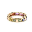 Rainbow Sapphire Octagon Bezel Infinity Ring