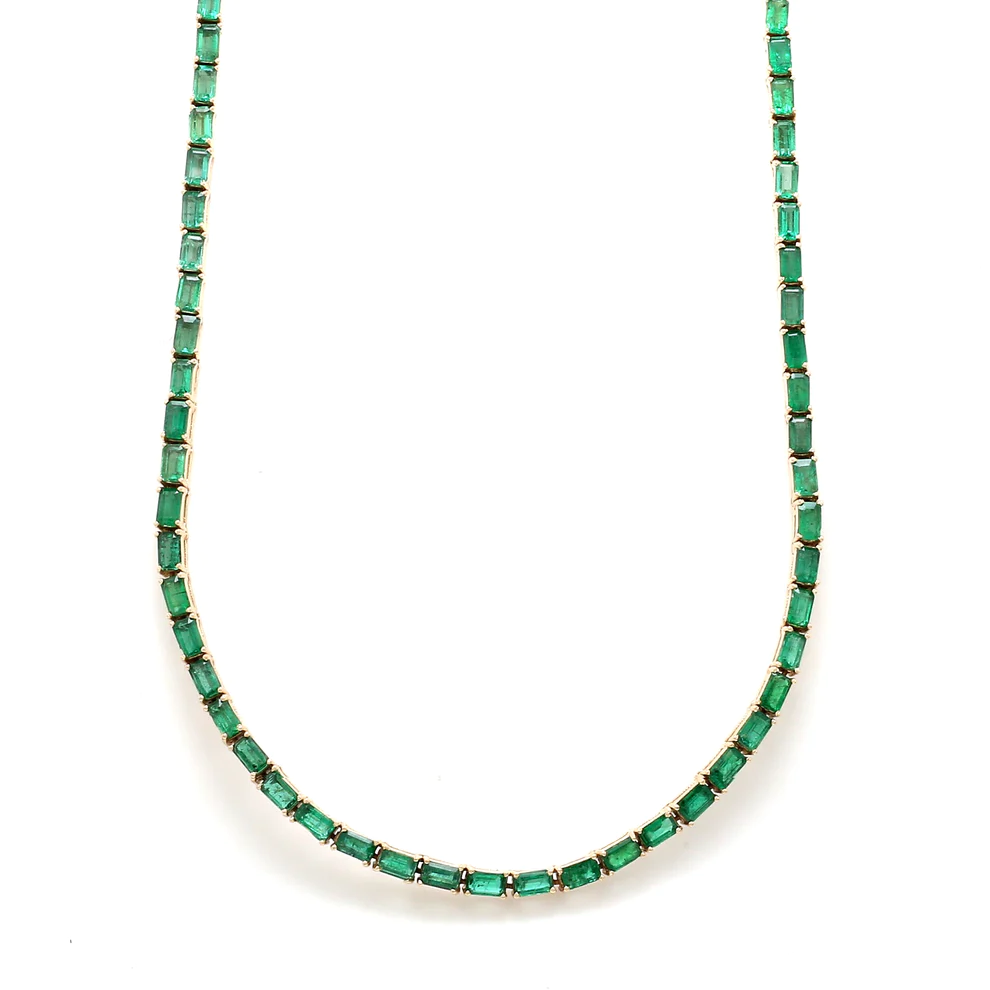 Emerald Octagon East West Tennis Necklace