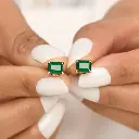 Emerald Octagon Studs