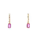 Pink Sapphire Octagon Mini Huggies Earrings