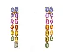 Rainbow Sapphire Octagon and Pear Ombre Earrings
