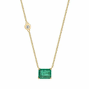 Emerald Octagon Solitaire & Diamond Necklace