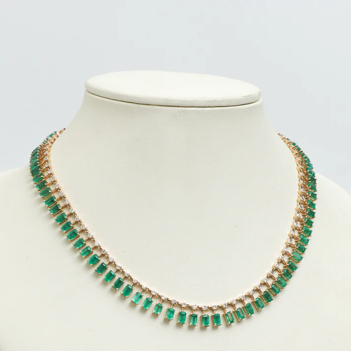 Emerald Octagon Dot & Dash Necklace
